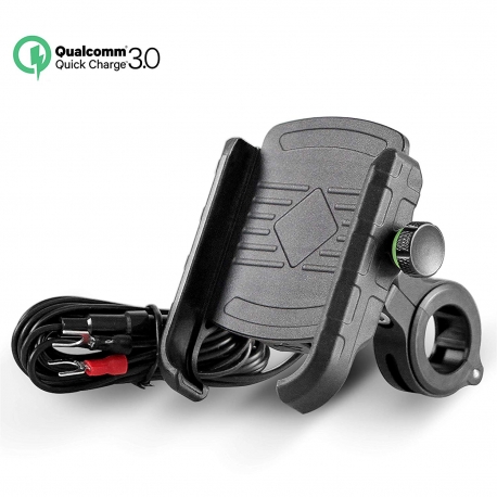 ADSDIA Motorcycle Phone Mount W/ QC 3.0 USB Charger Socket Motorcycle Handlebar Mount